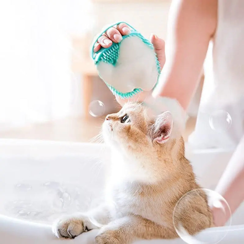 Pet Grooming Brush Tool Designed to Detangle and Fluff Fur Remove Loose Hair and Prevent Matting Features a Detachable Head for Easy Cleaning in the Shower or Bathtub