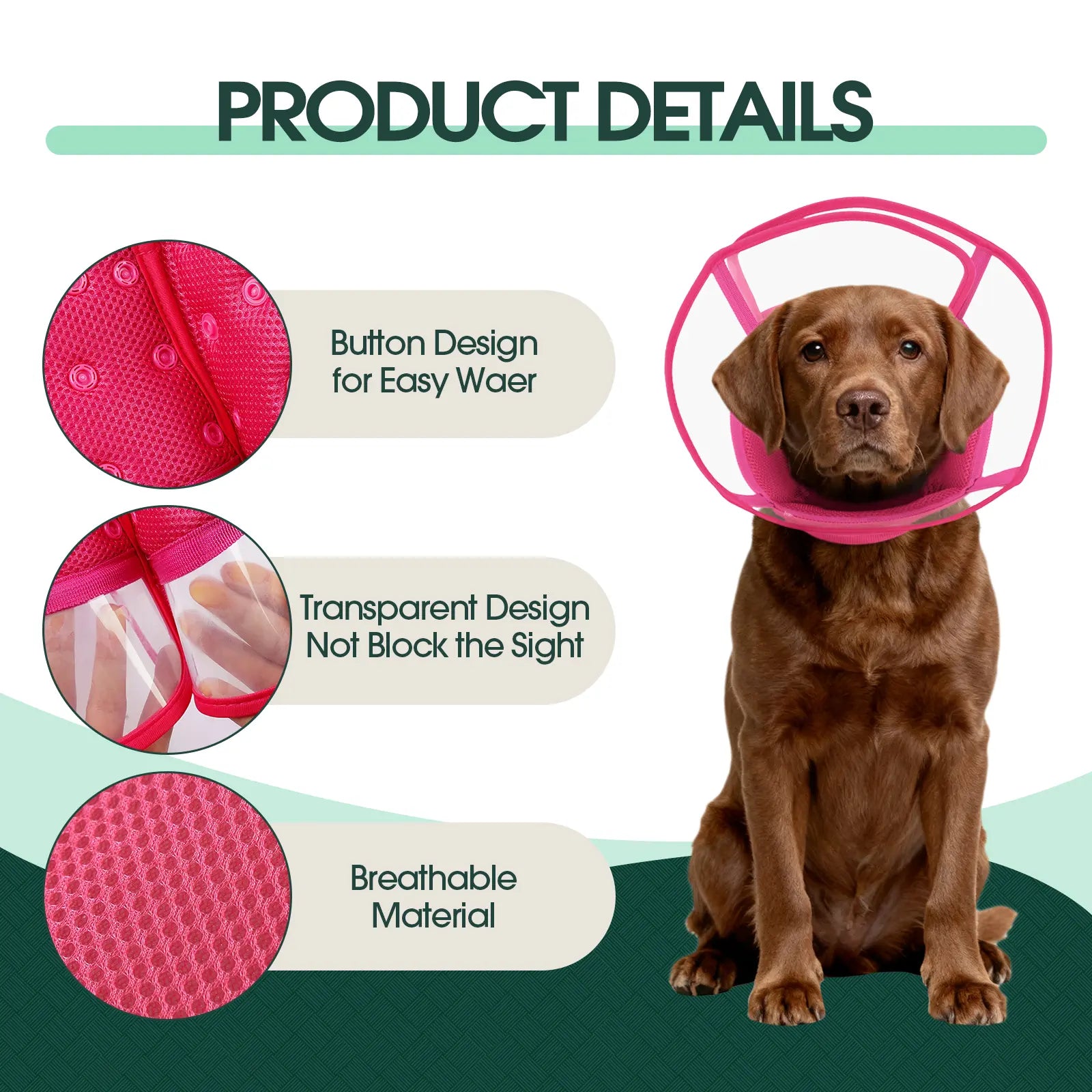 Kuoser Small Dog Cone Collar after Surgery, Soft Cone for Dogs to Stop Licking, Breathable Pet Recovery Collar Comfortable Elizabethan Collars, Adjustable Protective Dog Cones for Small Medium Large Dogs