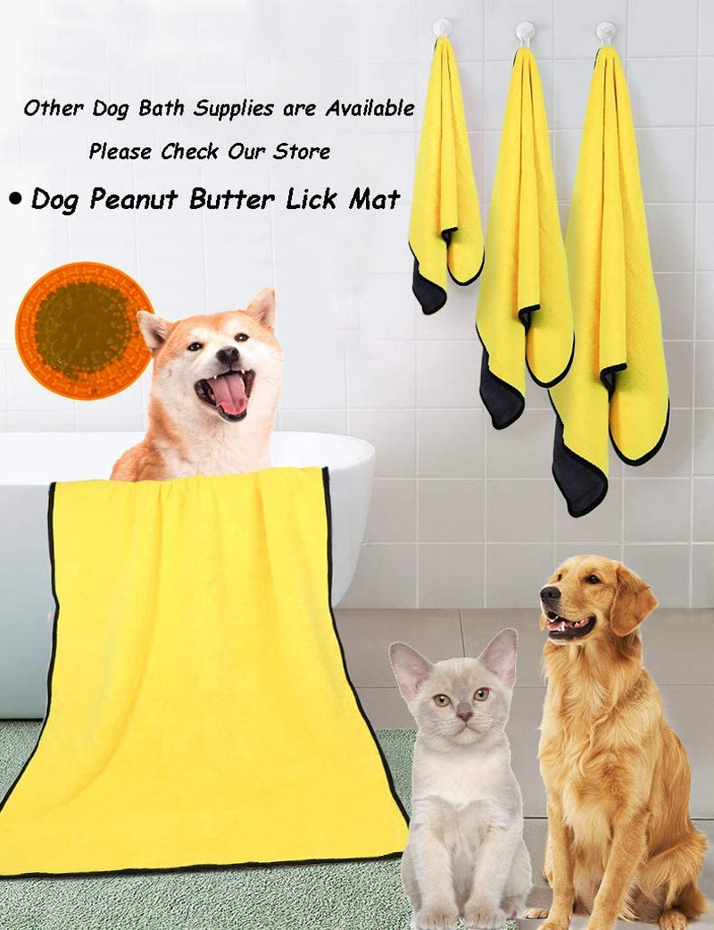 Dog Towel for Large Dogs Super Absorbent Microfiber Dog Bath Towel for Drying Small Medium Large Dogs and Cats, Yellow & Grey L