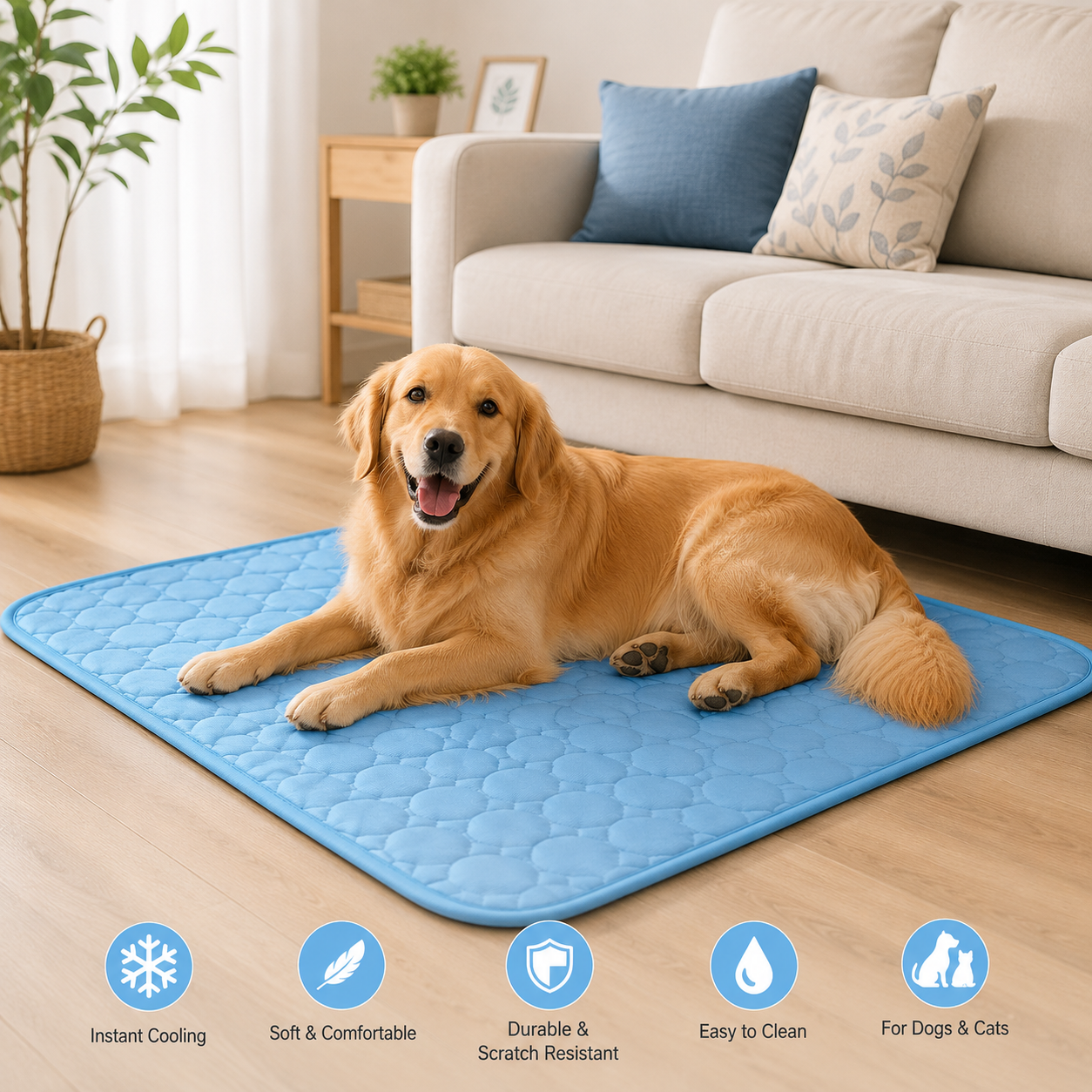 🐶❄️ Premium Cooling Pet Mat for Dogs & Cats – Extra Large Self-Cooling Summer Bed, Durable Ice Pad Blanket for Small, Medium & Large Pets